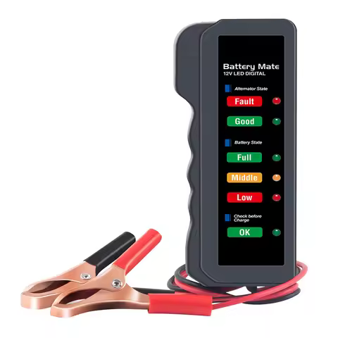 12V Battery Tester Digital Alternator Tester 6 LED For Lights Detect Display Car Tool Auto Battery T