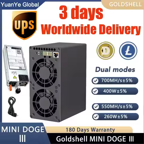 Goldshell MINI Doge Ⅲ LTC DOGE Coin Miner 550MH/s 700MH/s ±5% 260W 400W Low Power Consumption Dual M