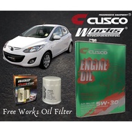 Mazda 2 2007-2014 CUSCO JAPAN FULLY SYNTHETIC ENGINE OIL 5W30 SN/CF ACEA FREE WORKS ENGINEERING OIL FILTER