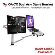 OA-7X Dual Arm Monitor Laptop Stand Bracket Desktop Mount 2-in-1 Adjustable for 17inch - 32inch (SG In-Stock)