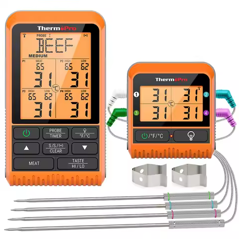 ThermoPro TP829 300M Wireless 4 Probes Backlight With Timer Barbecue Grill Oven Kitchen Cooking Meat