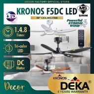 [NEW 2022] DEKA KRONOS F5DCLED 56" 5 Blades 7 Speed Forward+Reverse DC Motor DEKA Ceiling Fan with Light Kipas Siling