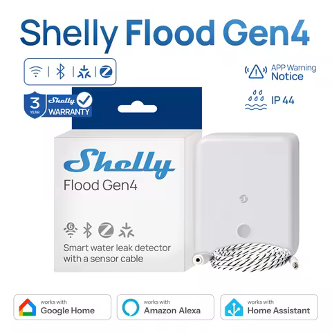 Shelly Flood Gen4 Zigbee Smart Water Leak Detector Sensor Matter Immersion Compatible Apple HomeKit 