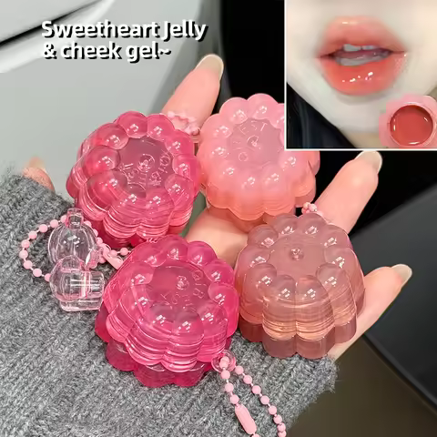 QIBEST Moisturizing Mirror Lipgloss Lip and Cheek Dual-Purpose Gel Jelly Water-Glow Colorful Lip Che