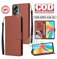 FLIP CASE OPPO A38 4G (NEW 2023)FLIP LEATHER CASE PREMIUM-FLIP WALLET CASE KULIT/CASE HP DOMPET