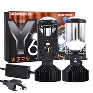 Y6D H4 LED Projector Headlight Bulbs Bi LED Lens Projector with Fan H4 Mini Projector Lens Headlight