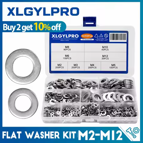 XLGYLPRO 620/1010 Piece Flat Washer Set Stainless Steel M2 M3 M4 M5 M6 M8 M10 M12 Ring Washer Combo