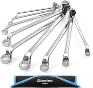 【WoW shop】 DURATECH Offset Wrench Set เมตริก9ชิ้น6-23มม. 75องศา CR-V เหล็กจัดในกระเป๋าม้วน