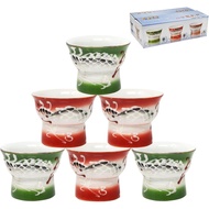 Fengshuibringluck Asia Sake Cup Set Japanese Tea Cup Ceramics Goblet 6PCS