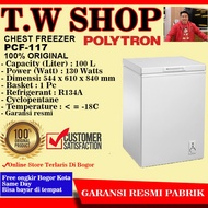 POLYTRON PCF 117 / CHEST FREEZER BOX 100 LT LITER / LEMARI PEMBEKU