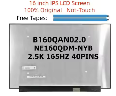16" Laptop LCD Screen B160QAN02.0 NE160QDM‑NYB 2560×1600 WQXGA 165Hz EDP 40Pin Replacement Display f