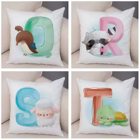 Alphabet Animal Pillowcase, Soft Cotton - Fun ABC Design for Kids Room Decor, Comfortable and Stylis