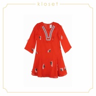 KLOSET Floral Embellished Mini Dress (SS18 - KD015) เดรสชุดเด็ก ผ้าปักดอก