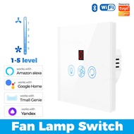 Tuya UK Smart WiFi Fan Switch Touch Wall Switch an Light Ceiling Lamp Speed Control App Remote Contr
