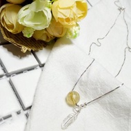 天然正財偏財金發晶項鏈精美羽毛吊墜轉運鎖骨鏈925銀飾