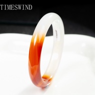 TIMESWIND Original Red Agate Lychee Ice-sense Gradient Chalcedony Women Bangle Gift Fashion Jewelry 