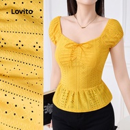 (New) Lovito Casual Hollow Spring/summer Blouse for Women L143AD747 Lovito Blus Kasual Hollow Spring