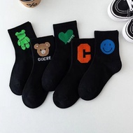 WGBCongme 5 Pairs Socks for Kids Boys Girls Unisex Cotton Breathable Soft Socks Non-slip School Socks for Baby Boys 1-12Yrs