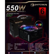PSU Imperion 550w LED RGB 6 PIN Power Supply Gaming PSU ATX 550 Watt 6pin