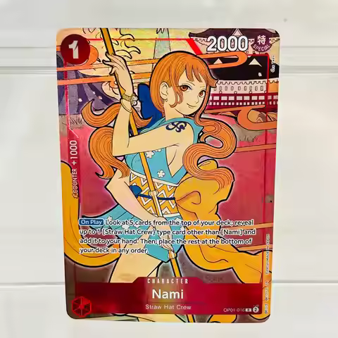 One Piece Nami OP01-016 English Card with Holographic Texture Perfect Condition DIY Premium Anime Co