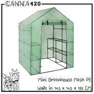 โรงเรือน Walk in ขนาด 143x143x195cm โรงเรือนปลูกต้นไม้ โรงเรือนแคคตัส โรงเรือนสำเร็จรูป โรงเพาะชำ โรงปลูกผัก Mesh PE Mini greenhouse PE material PE เขียวขุ่น