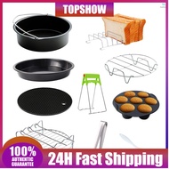 10Pcs Air Fryer Accessory Kit Frying Baking Pan Rack Pizza Tray Pot Metal Holder Bread Bracket Cupca