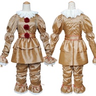 Cosplay Costume Clown Pennywise Suit Movie Stephen King It Joker Costume Golden Silver Halloween Out
