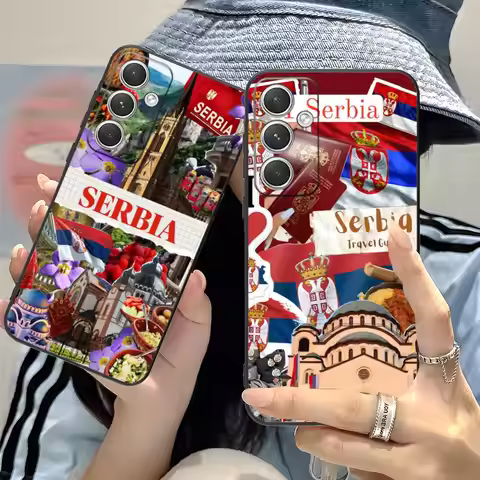 Serbia Flag Mobile Cell Phone Case for Samsung Galaxy S25 S24 S23 S22 S21 S20 Note20 Plus FE Ultra C