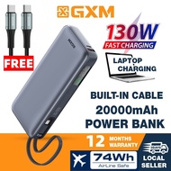 GXM 130W Power Bank Type-C Cable Laptop Phone Tablet Fast Charge Portable Charger 100W 65W Powerbank