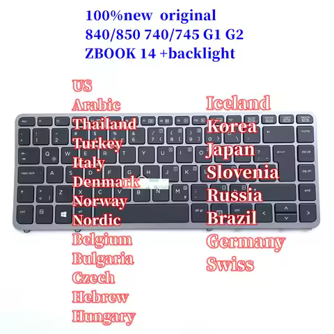 NEW Original Laptop Keyboard For HP EliteBook 840 G1 850 G1 850 G2 840 G2 740 745 G1 G2 ZBook 14 +ba
