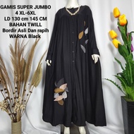 Gamis Hitam Super Jumbo Ld 130 CM Model Bordir Kekinian