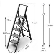 多功能伸縮鋁梯（黑珍珠色 全踏板20cm 五步梯）
