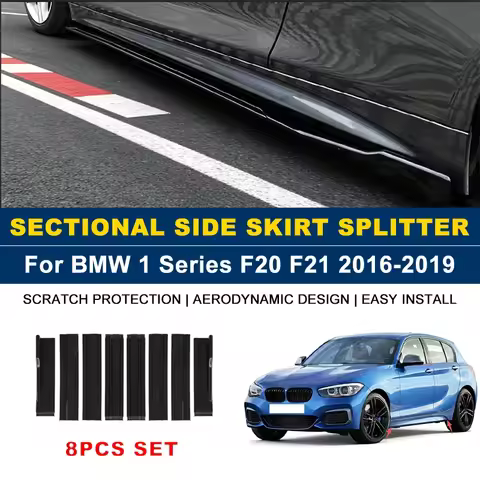 2m Sectional Side Skirt Extension Lips Side Spoiler, Car Exterior Modified Upgrade Kit For BMW 1 Ser