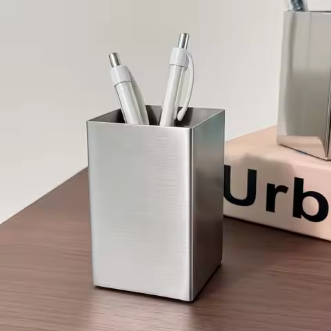 Silver Pencil Holder for Desk,304 Stainless Steel Pencil Holder,Pencil Cup,Pencil Pot, Makeup Brush