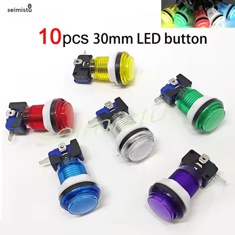 10 pcs LED Arcade Game Push Button 5V 12v Led Light Illuminated Blub Transparent With Microswitch Fo