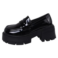 British style lofers thick soled gloss Mary Jane student shoes 5cm
