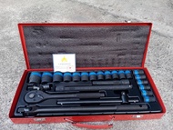 ชุดบล็อก 12เหลี่ยม Euro king tools ลมดำ 24ชิ้น ขนาด 1/2"