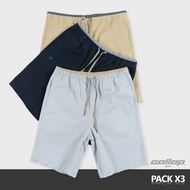 GALLOP : Mens Wear CASUAL SHORTS (1 แพค บรรจุ 3 ชิ้น) กางเกงขาสั้นเอวยางยืด รุ่นต่อขอบ GS9024S Set Classic Basic / ราคาปกติ 3870.-