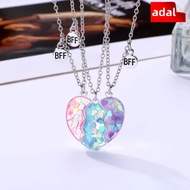 ADAL 3Pcs BFF Necklaces, Cute Friendship Matching Heart Pendant Necklace, Friendship Jewelry Alloy P