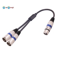 3 Pin XLR Female to Dual XLR Male Y Splitter Cable, XLR Splitter Cable, Microphone Splitter Cord Aud