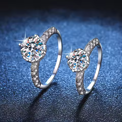 Genuine Solid White Gold au750 Ring 1CT/2CT Moissanite Engagement Ring for Woman 18K Gold Test Natur