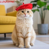 LUNASYNC Cat Beret Hat, Cute Breathable Cat Dog Caps, Durable Comfortable Fashionable Red Black Cat 