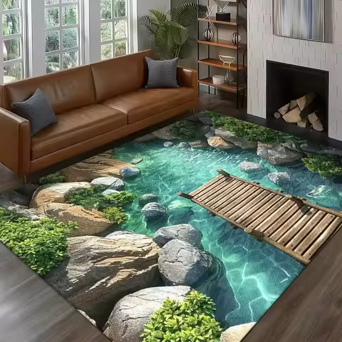 3D Fish Pond Living Room Children's Room Kitchen Carpet Floor Carpet Home Bathroom Carpet Angler Ent