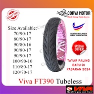 Corva Motor Tayar Motosikal Tubeless Viva Tubeless Tyre Ft390 Bunga Tajam
