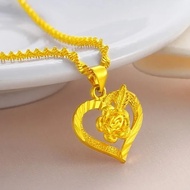 Cod Gold 18K Womens Necklace Pendant Jewelry 3D Gold Wedding Gift Gold Store Same Style 999 Real Pic
