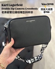 正版美國🇺🇸✅香港現貨‼️即買即寄‼️原售$998👉清貨價$798😍  Karl Lagerfeld Paris Maybelle Double Zip Camera Crossbody Bag  老
