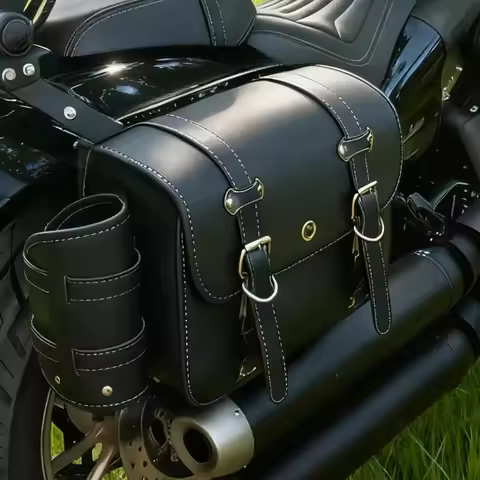 2 black universal motorcycle saddle bags, large capacity storage bags, suitable for Harley Davidson 