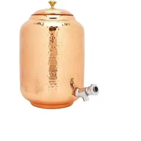 Pure copper water dispenser container pot - 6.5 liters (brown)