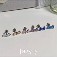 zircon bow tie 1.0mm 316L stainless steel ear bone nails【LX 60】