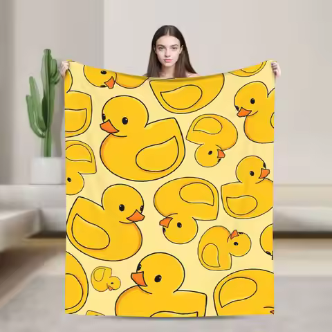 Yellow Rubber Duck Blanket Quality Super Warm Bedding Throws Winter Boy Girl Bedroom Print Bedspread